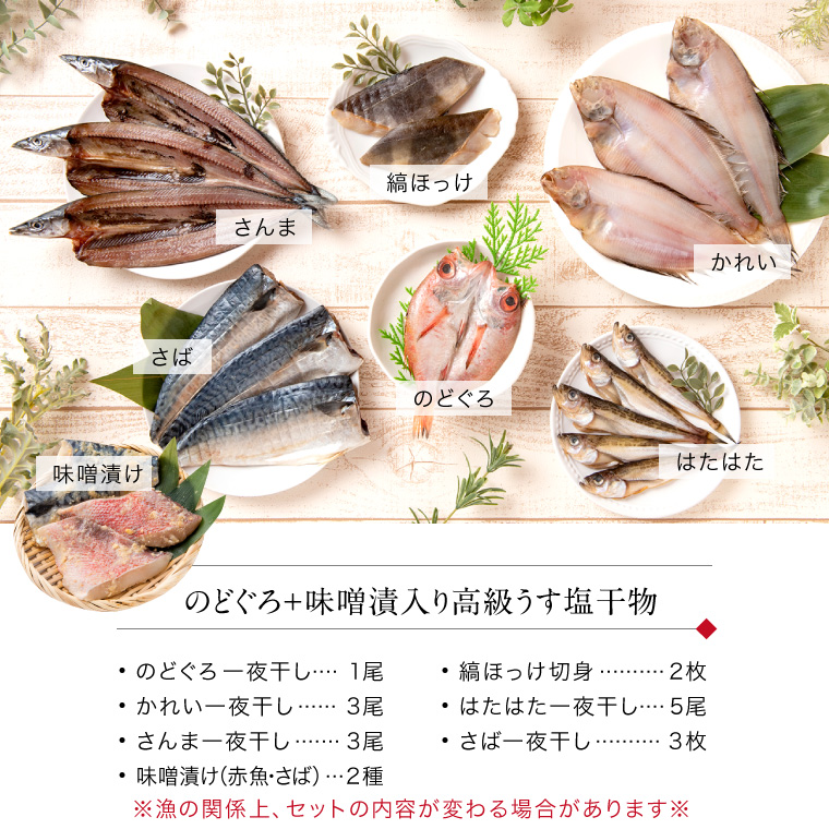 うす塩干物・西京漬けセット のどぐろ入り 無添加 6種17品＋味噌漬